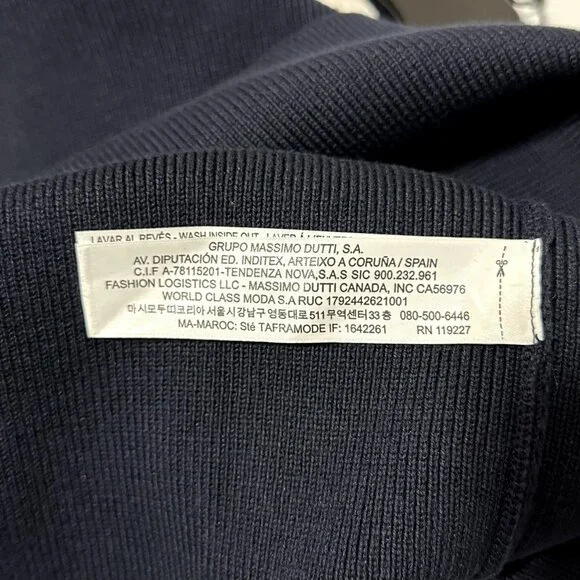 NWT Massimo Dutti Navy V Neck Sweater With Bell Sleeves Gold Buttons Size Small - Picture 8 of 8